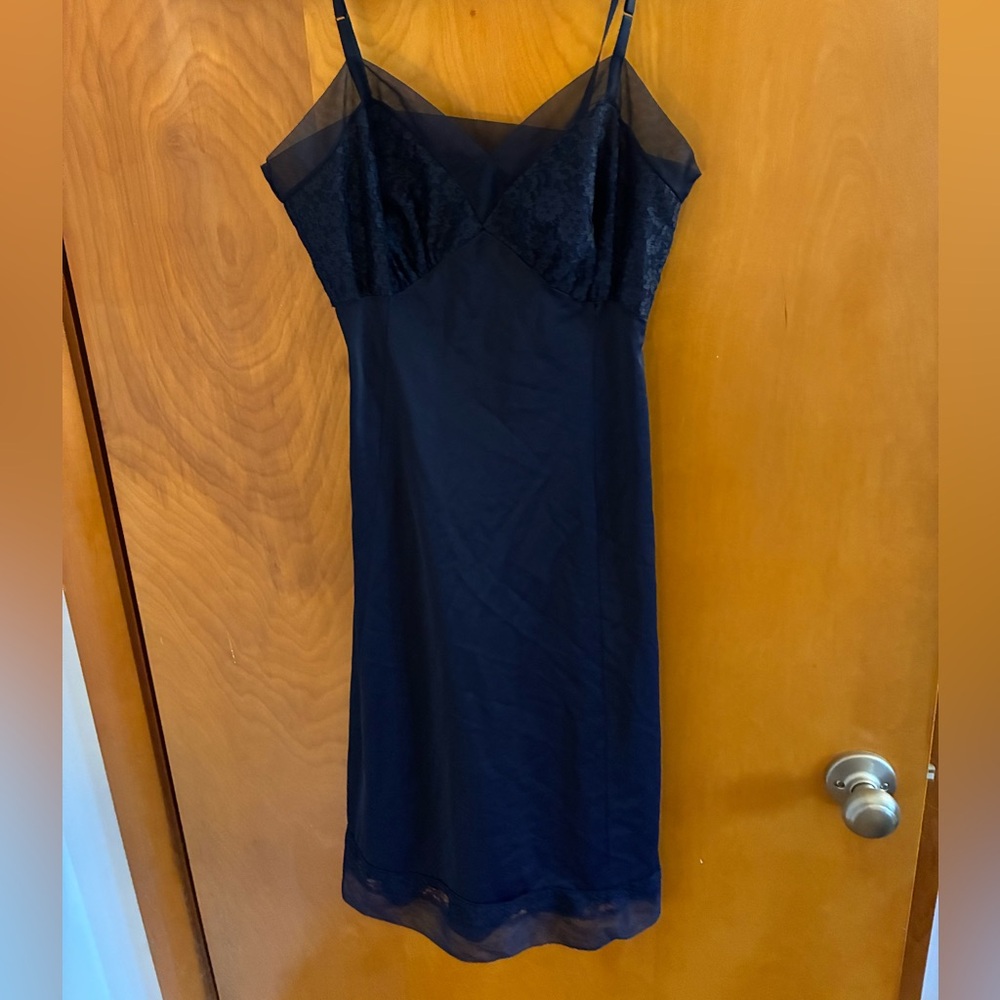 Navy Lace Slip Dress